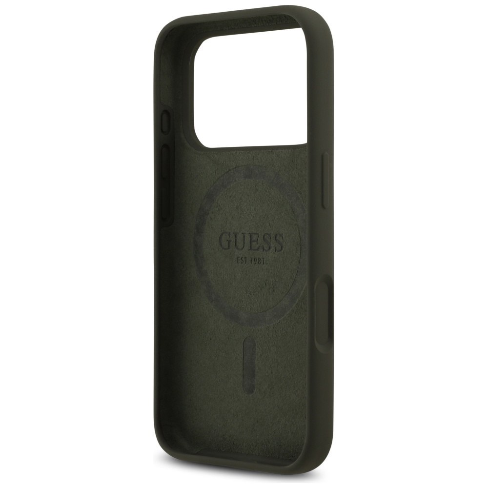 Etui Guess Silicone Triangle Logo MagSafe do iPhone 17 Pro khaki